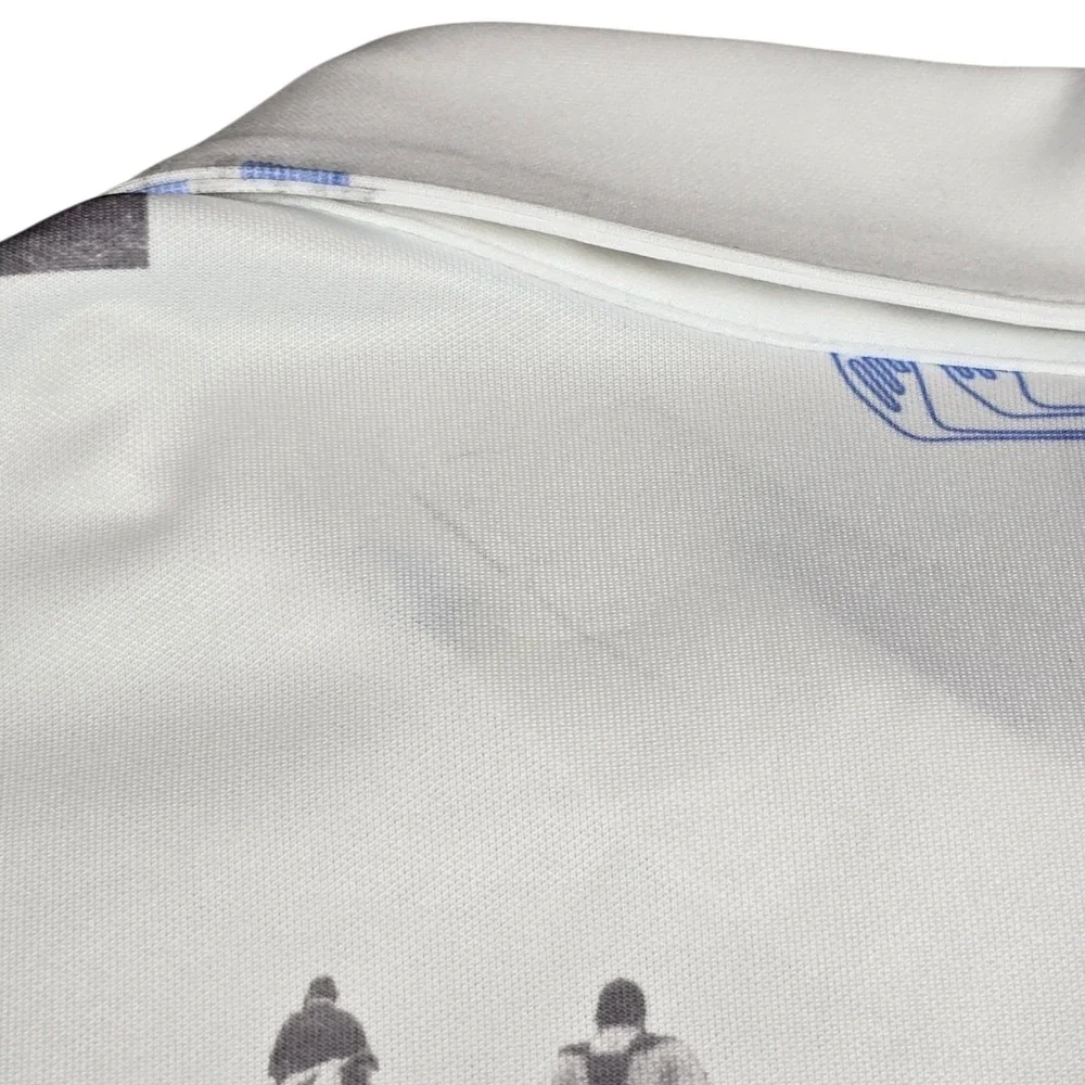 ADIDAS All Over Print Golf Polo Shirt HR7998 White Blue Fusion Gray Men's Sz XXL